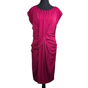 Suzi Chin for Maggy Boutique Fuchsia Draped Midi Dress Size 14